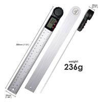 ILAF-323 Digital Angle Finder Ruler Zeroing and Locking Function Precision Tool 11-Inch / 300mm Stainless Steel 2-in-1 Angle Measuring Protractor - Instrulife