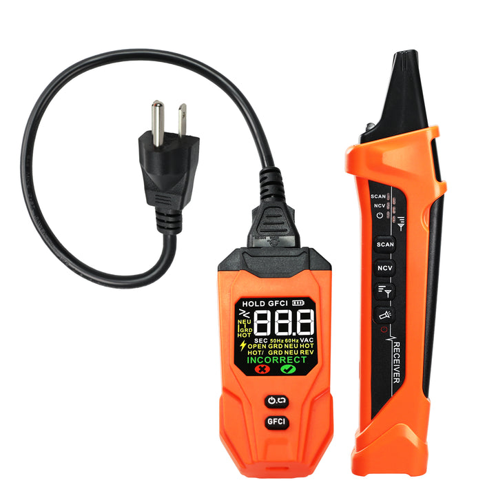 ILAU-540 Digital Circuit Breaker Finder with GFCI Tester & NCV Detection Electrical Circuit Tracer High Accuracy Colored Display Audible and Visible Light Indicator