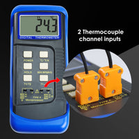 ILTH-830 Digital 2 Channels K-Type Thermometer 2 Thermocouples -50~1300°C (-58~2372°F) Handheld High Temperature Kelvin Scale Dual Measurement Meter Sensor - Instrulife