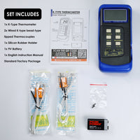 ILTH-830 Digital 2 Channels K-Type Thermometer 2 Thermocouples -50~1300°C (-58~2372°F) Handheld High Temperature Kelvin Scale Dual Measurement Meter Sensor - Instrulife