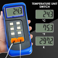 ILTH-830 Digital 2 Channels K-Type Thermometer 2 Thermocouples -50~1300°C (-58~2372°F) Handheld High Temperature Kelvin Scale Dual Measurement Meter Sensor - Instrulife