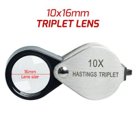 ILGE-394 10x Magnification Mini Jewelry Loupe High-quality Hasting Loupe with Optical Glass Triplet Lens, Stainless Steel Body, and Foldaway Pocket Design – Ideal for Stamp & Coin Enthusiasts, Watch Repair, and Hobby Mechanics - Instrulife