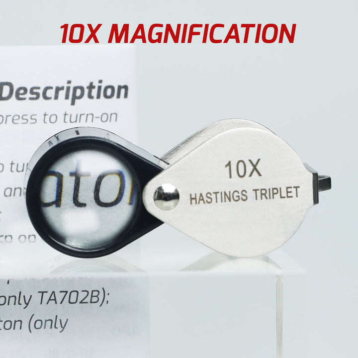 ILGE-394 10x Magnification Mini Jewelry Loupe High-quality Hasting Loupe with Optical Glass Triplet Lens, Stainless Steel Body, and Foldaway Pocket Design – Ideal for Stamp & Coin Enthusiasts, Watch Repair, and Hobby Mechanics - Instrulife