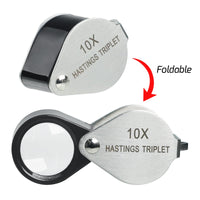 ILGE-394 10x Magnification Mini Jewelry Loupe High-quality Hasting Loupe with Optical Glass Triplet Lens, Stainless Steel Body, and Foldaway Pocket Design – Ideal for Stamp & Coin Enthusiasts, Watch Repair, and Hobby Mechanics - Instrulife