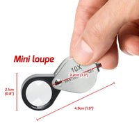 ILGE-394 10x Magnification Mini Jewelry Loupe High-quality Hasting Loupe with Optical Glass Triplet Lens, Stainless Steel Body, and Foldaway Pocket Design – Ideal for Stamp & Coin Enthusiasts, Watch Repair, and Hobby Mechanics - Instrulife