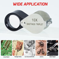 ILGE-394 10x Magnification Mini Jewelry Loupe High-quality Hasting Loupe with Optical Glass Triplet Lens, Stainless Steel Body, and Foldaway Pocket Design – Ideal for Stamp & Coin Enthusiasts, Watch Repair, and Hobby Mechanics - Instrulife