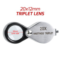 ILJL-395 20x Magnification Mini Jewelry Loupe High-quality Hasting Loupe with Optical Glass Triplet Lens, Stainless Steel Body, and Foldaway Pocket Design – Ideal for Stamp & Coin Enthusiasts, Watch Repair, and Hobby Mechanics - Instrulife