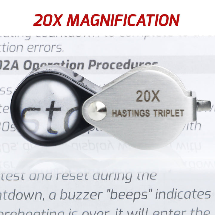 ILJL-395 20x Magnification Mini Jewelry Loupe High-quality Hasting Loupe with Optical Glass Triplet Lens, Stainless Steel Body, and Foldaway Pocket Design – Ideal for Stamp & Coin Enthusiasts, Watch Repair, and Hobby Mechanics - Instrulife