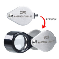 ILJL-395 20x Magnification Mini Jewelry Loupe High-quality Hasting Loupe with Optical Glass Triplet Lens, Stainless Steel Body, and Foldaway Pocket Design – Ideal for Stamp & Coin Enthusiasts, Watch Repair, and Hobby Mechanics - Instrulife