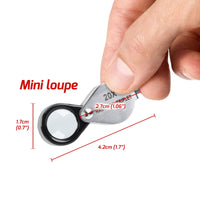 ILJL-395 20x Magnification Mini Jewelry Loupe High-quality Hasting Loupe with Optical Glass Triplet Lens, Stainless Steel Body, and Foldaway Pocket Design – Ideal for Stamp & Coin Enthusiasts, Watch Repair, and Hobby Mechanics - Instrulife