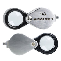 ILJL-403 14x Magnification Hasting Jewelry Mini Loupe Optical Glass Triplet Lens Stainless Steel Body Foldaway Pocket Magnifying Tool Stamp & Coin Hobbyists Watch Repair Mechanic - Instrulife