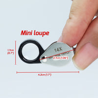 ILJL-403 14x Magnification Hasting Jewelry Mini Loupe Optical Glass Triplet Lens Stainless Steel Body Foldaway Pocket Magnifying Tool Stamp & Coin Hobbyists Watch Repair Mechanic - Instrulife