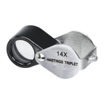 ILJL-403 14x Magnification Hasting Jewelry Mini Loupe Optical Glass Triplet Lens Stainless Steel Body Foldaway Pocket Magnifying Tool Stamp & Coin Hobbyists Watch Repair Mechanic - Instrulife