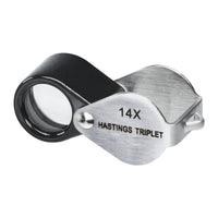 ILJL-403 14x Magnification Hasting Jewelry Mini Loupe Optical Glass Triplet Lens Stainless Steel Body Foldaway Pocket Magnifying Tool Stamp & Coin Hobbyists Watch Repair Mechanic - Instrulife