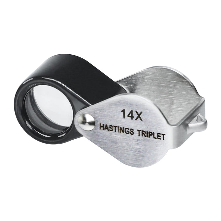 ILJL-403 14x Magnification Hasting Jewelry Mini Loupe Optical Glass Triplet Lens Stainless Steel Body Foldaway Pocket Magnifying Tool Stamp & Coin Hobbyists Watch Repair Mechanic - Instrulife