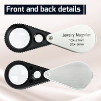 ILJL-462 Dual Magnification Jewelry Loupe 10X and 25X Magnifier Loupe with 21mm and 8mm Lens Diameter - Instrulife