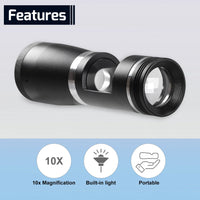 ILJL-463 Portable 10x Darkfield Loupe Gemology Magnifier Gemstone Tester 20.5mm Lens Viewing Diameter - Instrulife