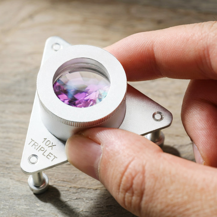 ILJL-539 10X Jewelers Tripod Eye Loupe Magnifier Bench/Table Magnifying Glass Triplet Lens Magnification for Gemstone Inspection, Sorting & Grading