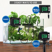 ILWQ-295 2-in-1 Combo pH & Temperature Meter Fish Tank Monitor Thermometer Replaceable BNC pH Electrode for Aquariums Hydroponics Aquaculture Laboratory - Instrulife