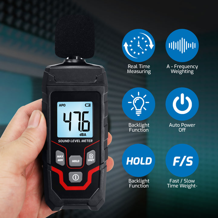 ILSM-547 Digital Sound Level Meter 30-130dB Noise Decibel Meter with Backlit LCD