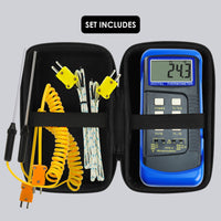 ILTH-315_2P Digital Thermocouple Temperature K Type Thermometer with 4 Probe (Wired & Stainless Steel) Dual Channel High Temperature Kelvin Scale - Instrulife