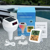 ILTH-518 Wireless Solar-Powered Pool Thermometer Floating Thermometer with RGB Lighting IP68 Waterproof Swimming Pool Indoor Temperature and Humidity Measure for Swimming Pools, Spa, Hot Tubs - Instrulife