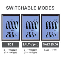 ILWQ-354 Water Quality Tester 4-in-1 TDS Temperature S.G Salt Salinity Meter with ATC for Testing Drinking Water, Aquaculture, Aquarium, Hydroponics, Swimming Pools - Instrulife
