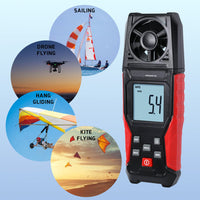ILAN-486 Digital Air Velocity Meter High Precision Anemometer 0.3~30.0m/s, km/h, ft/m, mile/h, knots Units with Air Temperature Measurement - Instrulife