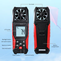 ILAN-486 Digital Air Velocity Meter High Precision Anemometer 0.3~30.0m/s, km/h, ft/m, mile/h, knots Units with Air Temperature Measurement - Instrulife