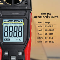 ILAN-486 Digital Air Velocity Meter High Precision Anemometer 0.3~30.0m/s, km/h, ft/m, mile/h, knots Units with Air Temperature Measurement - Instrulife