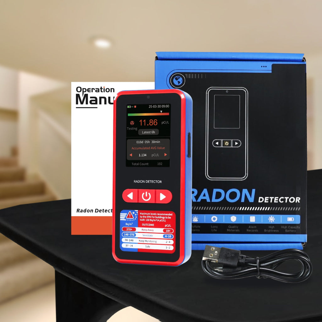 ILAQ-514 Advanced Portable Radon Gas Detector – Real-Time Monitoring, High Sensitivity Sensor, TFT Color Display & Audible Alarm for Home, Basement, Workplace & Mine Safety - Instrulife