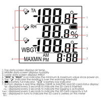ILDA-287 WBGT SD Card Datalogger Temperature Humidity Meter Desktop / Wallmount Logger with 8GB SDHC Card LED Audible Alarm Real time Logging - Instrulife