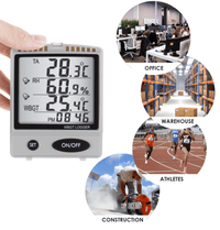 ILDA-287 WBGT SD Card Datalogger Temperature Humidity Meter Desktop / Wallmount Logger with 8GB SDHC Card LED Audible Alarm Real time Logging - Instrulife