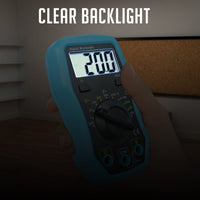 ILMU-1008 Digital Multimeter w/ Test Leads, Overload Protection, DC AC Voltage Resistance Diode Measure DMM Multi Meter Tester 1999 Readings, Backlight - Instrulife