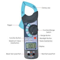 ILAU-1014 Digital Clamp Meter DC AC Audible Continuity Tester CE Marking Reading 1999 LCD Backlight - Instrulife
