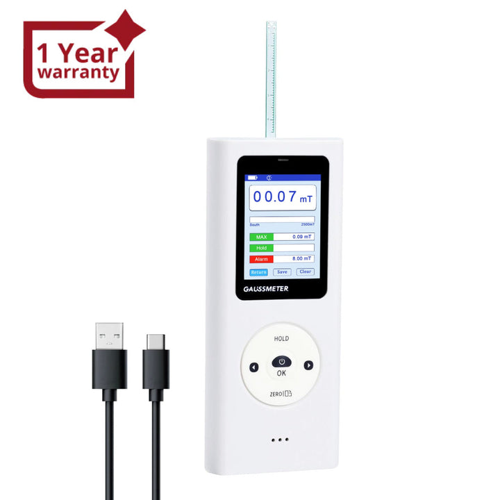 ILEM-506 Digital Gauss Meter / Tesla Meter - High Precision Portable Magnetic Field Detector 0~25k Gs (0~2500 mT) Range for Magnet Testing, Motors & Industrial Applications HD Colored Display with Hall Sensor - Instrulife
