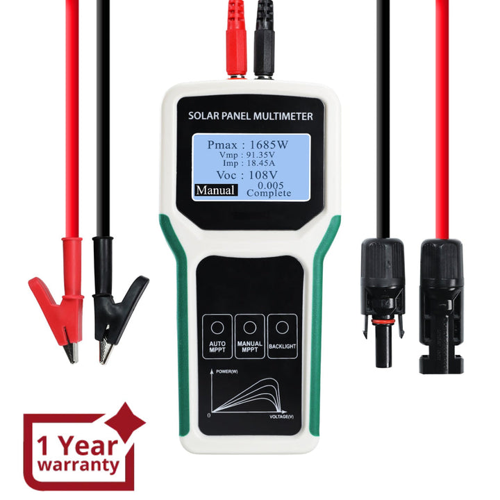 ILEM-509 Solar Panel Meter 5-1800W MPPT Tester with Auto/Manual Detection Voltage, Current, Photovoltaic Panel Multimeter for PV Systems - Instrulife