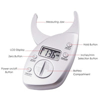 ILBC-117 Digital Body Fat Caliper Analyzer Measure mm inch LCD for Men / Women Healthy Pocket Weight Monitor - Instrulife