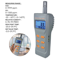 ILDA-767 6 in 1 Combo Multi-function CO2 & CO & Temperature, Humidity RH %, DP, WB, USB Data Logger with Software, Meter IAQ Tester - Instrulife