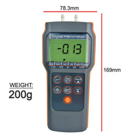 ILMA-817 Digital Differential Air Pressure Manometer 15.000psi Gauge High Accuracy Portable Meter HVAC Test Tool - Instrulife