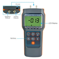 ILMA-817 Digital Differential Air Pressure Manometer 15.000psi Gauge High Accuracy Portable Meter HVAC Test Tool - Instrulife