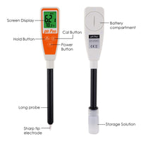 ILWQ-298 Long Glass Tube Pentype pH Meter Sharp Tip Probe Digital Water Quality Tester Dual Display with ATC 2.0~12.0pH Measurement Range - Instrulife