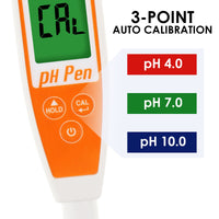 ILWQ-298 Long Glass Tube Pentype pH Meter Sharp Tip Probe Digital Water Quality Tester Dual Display with ATC 2.0~12.0pH Measurement Range - Instrulife