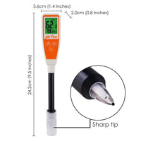 ILWQ-298 Long Glass Tube Pentype pH Meter Sharp Tip Probe Digital Water Quality Tester Dual Display with ATC 2.0~12.0pH Measurement Range - Instrulife