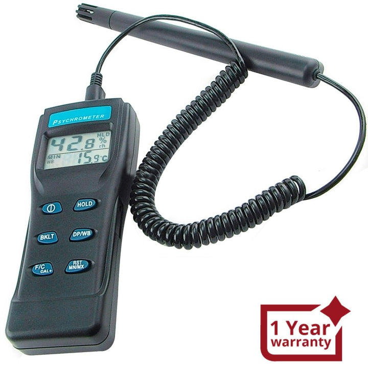 ILTH-824 Digital Temperature Humidity RH Meter Gauge Monitor, Professional Thermo-Hygrometer Psychrometer with Dew Point / Wet Bulb Temperature, Hard Case, Replaceable Probe - Instrulife