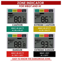 ILTH-296 Wearable 2-in-1 WBGT + HI Heat Index Checker Wet Bulb Globe Temperature Heat Stress Meter Air Globe Temperature Humidity Tester with Dangerous Level Indicator Audible Alarm - Instrulife