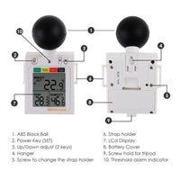 ILTH-296 Wearable 2-in-1 WBGT + HI Heat Index Checker Wet Bulb Globe Temperature Heat Stress Meter Air Globe Temperature Humidity Tester with Dangerous Level Indicator Audible Alarm - Instrulife