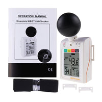 ILTH-296 Wearable 2-in-1 WBGT + HI Heat Index Checker Wet Bulb Globe Temperature Heat Stress Meter Air Globe Temperature Humidity Tester with Dangerous Level Indicator Audible Alarm - Instrulife