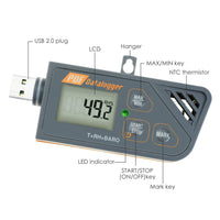 ILDA-204 Digital Waterproof USB Datalogger Humidity Temperature and Pressure Barometric Data Logger gauge, generate PDF/Excel report LED indicator - Instrulife