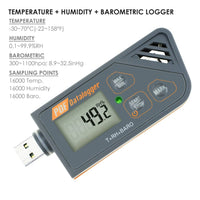 ILDA-204 Digital Waterproof USB Datalogger Humidity Temperature and Pressure Barometric Data Logger gauge, generate PDF/Excel report LED indicator - Instrulife